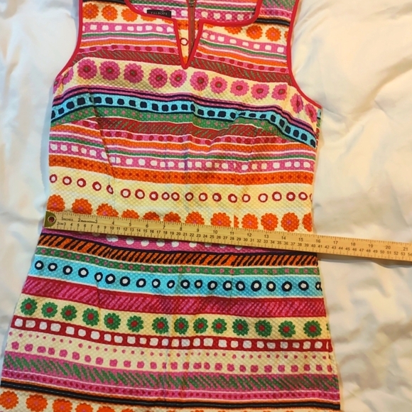 Talbots Colorful Striped Floral  Print Sleeveless Textured Shift Dress.Size 8. - Picture 9 of 12